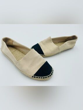Tory Burch Canvas Espadrille Slip-Ons in Beige and Black size 7